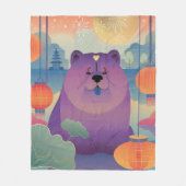 ポリー梅のチャウ犬 フリースブランケット (正面)