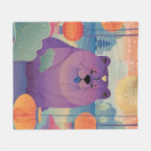 ポリー梅のチャウ犬 フリースブランケット (正面(横))