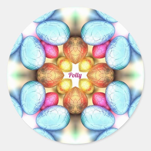 ポリー・イースター～わあ！かわいらしイースターの与え～の卵 ラウンドシール (正面)