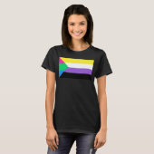 ポリ非バイナリフラグカラーLGBT Tシャツ (正面フル)