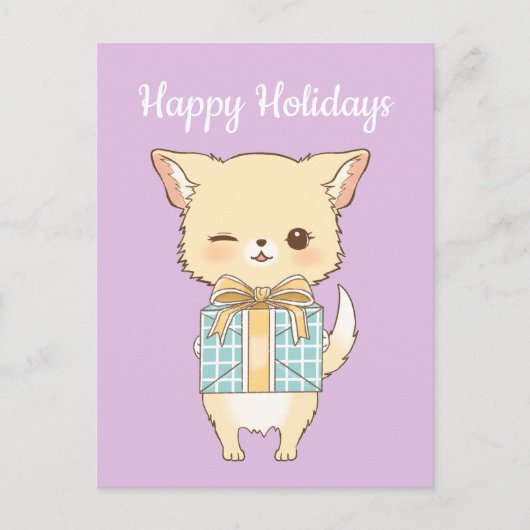 ポリ – ポムハッピーホリデーズウィンキングゴールデンポム ポストカード (正面)