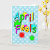 ポルカおもしろい4月カラフル愚か者の日点々のある カード (黄色い花)