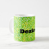 「ポルカの完成：グリーン点々のあるデライトマグ」 コーヒーマグカップ (正面左)