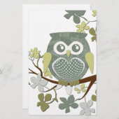 ポルカの木のフクロウの文房具 便箋 (正面/裏面)