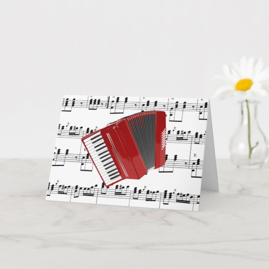 ポルカを踊ろう、赤いアコーディオン カード (小さな植物)