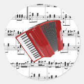 ポルカを踊ろう、赤いアコーディオン ラウンドシール (正面)