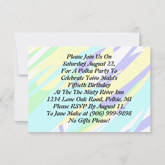 ポルカダンスパーティの招待状アニーおもしろい大事な行事 招待状 (裏面)