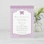 ポルカドットと蝶のラベンダー ベビーシャワー 招待状 (スタンド正面)