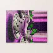 ポルカドットのカップに浮かぶ美しい蝶 ジグソーパズル (横)