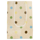 ポルカドットのデイジーに囲まれたゴールデンレトリバー ミディアムペーパーバッグ (裏面)