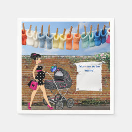 ポルカドットの赤ちゃんシャワー スタンダードカクテルナプキン