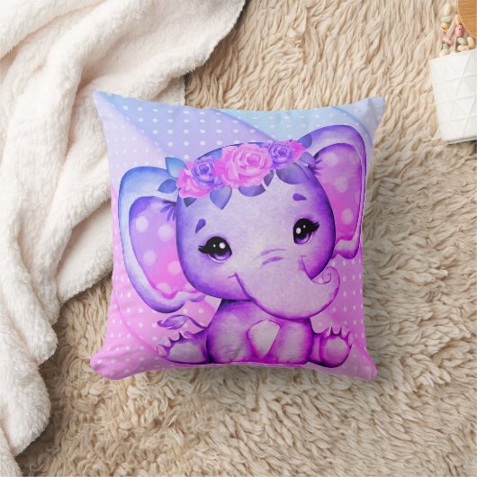 ポルカドットフローラクラウンエレファント装飾用クッション クッション (ブランケット)