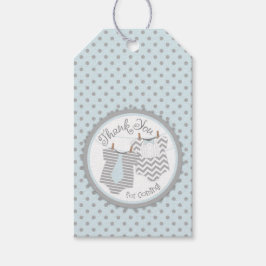 ポルカドットブルータイボウタイ赤ちゃんシャワーギフトラベル ギフトタグ