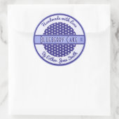 ポルカドット付きレトロブルーのカスタムテキストフードラベル ラウンドシール (バッグ)