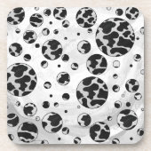 ポルカドット牛 ブラックアンドホワイトプリント コースター (正面)