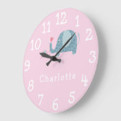 ポルカドット・エレファントのオーダーメイド・ベビーコーナー ラージ壁時計 (傾斜)