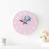 ポルカドット・エレファントのオーダーメイド・ベビーコーナー ラージ壁時計 (ホーム)