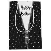 ポルカドット ハッピーバースデー ジッパー付き ミディアムペーパーバッグ (正面)