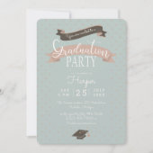 ポルカドット ヴィンテージ 卒業パーティー 招待状 (正面)