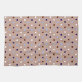ポルカハートオン淡い色のブラウン キッチンタオル (横)