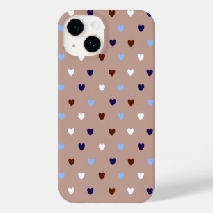 ポルカハートオン淡い色のブラウン Case-Mate iPhone 14ケース
