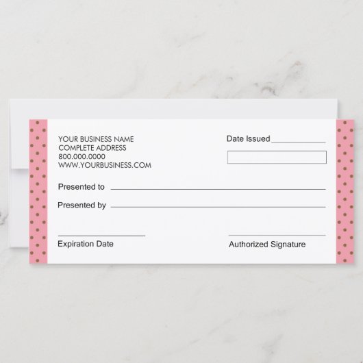 ポルカブテ点々のあるィックスタイルギフト券 (裏面)