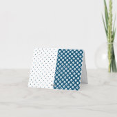 ポルカ点々のあるブルーとホワイトカラーブロックありがとう ノートカード (裏面)