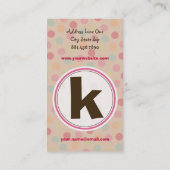 ポルカ色キャンデーはかわいいモノグラムのアルファベットのおもしろいに点を打ちます 名刺 (裏面)