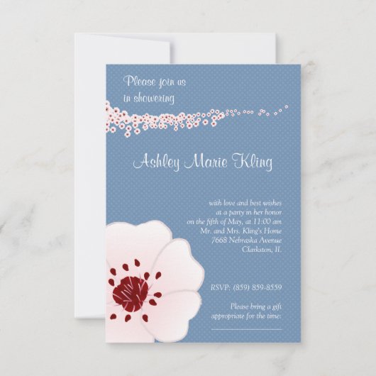 ポルカBackgrounの桜及びウェディングドレス 招待状 (裏面)