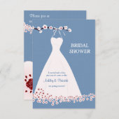 ポルカBackgrounの桜及びウェディングドレス 招待状 (正面/裏面)