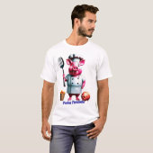 ポルキーペルソナおもしろいス豚キャラクター。シェフ Tシャツ (正面フル)
