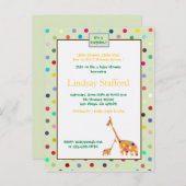 ポルクスのドットgiraffes – 赤ちゃんシャワー招待状(緑) インビテーションポストカード (正面/裏面)