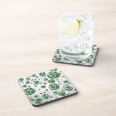 ポルクスドットカウグリーンとホワイトプリント コースター (右側)