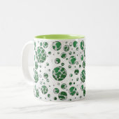 ポルクスドットカウグリーンとホワイトプリント ツートーンマグカップ (正面左)