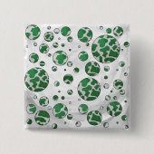 ポルクスドットカウグリーンとホワイトプリント 缶バッジ (正面)