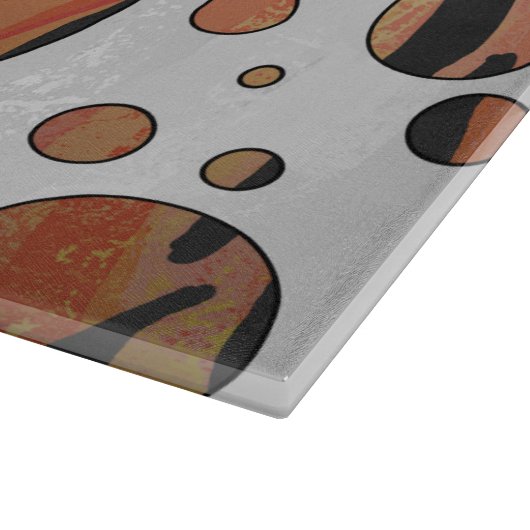 ポルクスドットタイガーホットオレンジとブラックプリント カッティングボード (角)