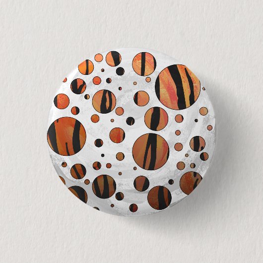 ポルクスドットタイガーホットオレンジとブラックプリント 缶バッジ (正面)
