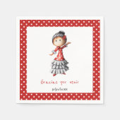 ポルクダドットレッドセビラスペインのナフラメンコダンサー スタンダードカクテルナプキン (正面)