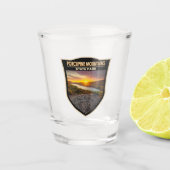 ポルクパインマウンテンズ州パークミシガンウォーターカラー ショットグラス (正面)