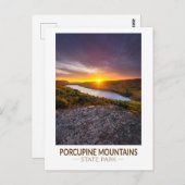 ポルクパインマウンテンズ州パークミシガンウォーターカラー ポストカード (正面/裏面)