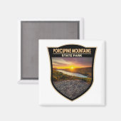 ポルクパインマウンテンズ州パークミシガンウォーターカラー マグネット (正面/裏面)