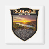 ポルクパインマウンテンズ州パークミシガンウォーターカラー マグネット (正面)