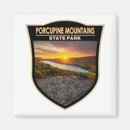 ポルクパインマウンテンズ州パークミシガンウォーターカラー マグネット