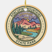 ポルクパインマウンテンズ州パークミシガンバッジ セラミックオーナメント (裏面)
