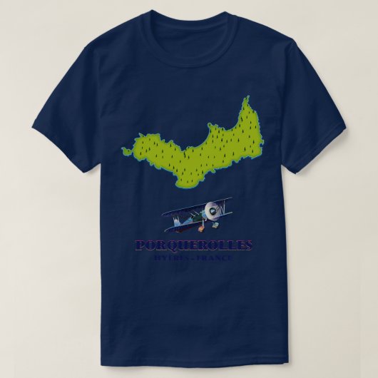 ポルケロレスフランス島旅行マップ Tシャツ (デザイン正面)
