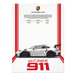ポルシェ911 GT3 RS スペックポスター フォトプリント