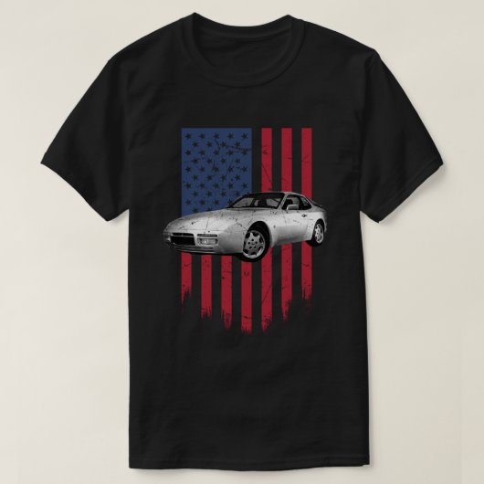 ポルシェ944アメリカ国旗 Tシャツ (デザイン正面)