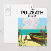ポルジース コーンウォール州 海辺の旅行ポスター ポストカード (正面/裏面)