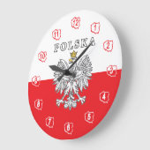 ポルスカとポーランドイーグル ラージ壁時計 (傾斜)
