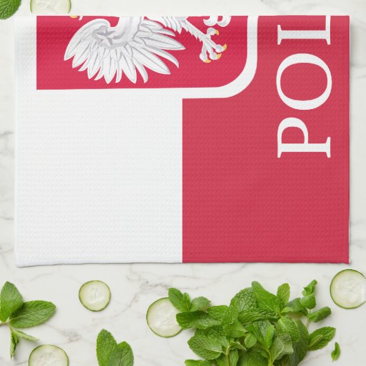 ポルスカのMoJoの台所タオルポーランドの旗の紋章付き外衣 キッチンタオル (折り畳み)